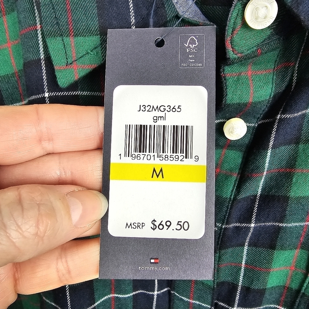 Tommy Hilfiger Plaid 1/2 Button Front Pullover Shirt NWT - Picture 3 of 10